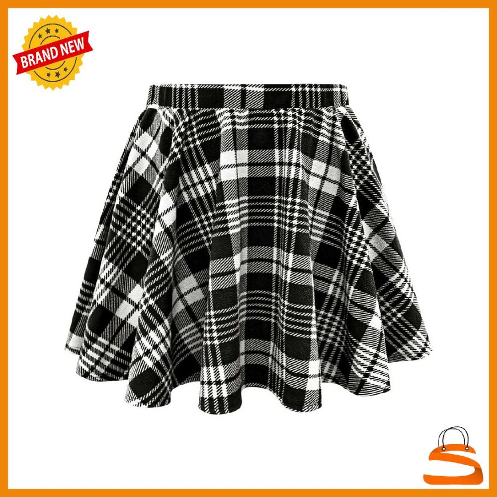 Plus Size Stretchy Mini Skirt with Hidden Zipper, A-Line Swing Fit
